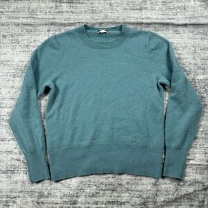J.Crew 100% Cashmere Women's Medium Crew Neck Sweater Pullover Turquoise Blue